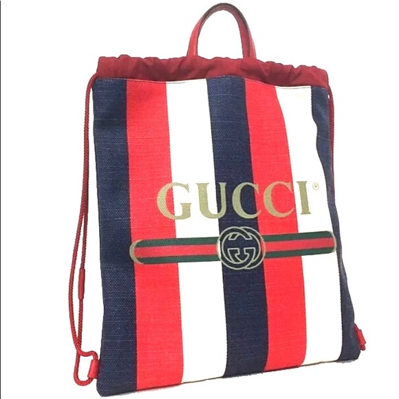 Gucci #473872 Web Stripe Print Backpack/Tote - Picture 1 of 7